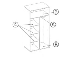 Armoire 2 Portes Blanc Et Gris Soma - Blanc -Fren Soldes Boutique armoire et dressing 9191157