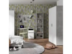 Armoire 2 Portes Blanc Et Gris Soma - Blanc -Fren Soldes Boutique armoire et dressing 9191159