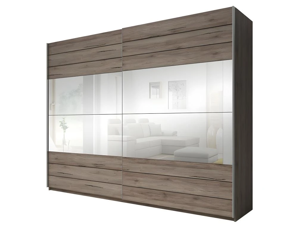 Armoire 220cm. 2 Portes Coulissantes Avec Miroirs Couleur Chêne. Collection FLOYD 1 Armoire 220cm. 2 Portes Coulissantes Avec Miroirs Couleur Chêne. Collection FLOYD