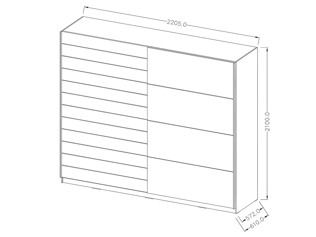 Armoire 220cm. 2 Portes Coulissantes Avec Miroirs Couleur Chêne. Collection FLOYD 4 Armoire 220cm. 2 Portes Coulissantes Avec Miroirs Couleur Chêne. Collection FLOYD – Image 4