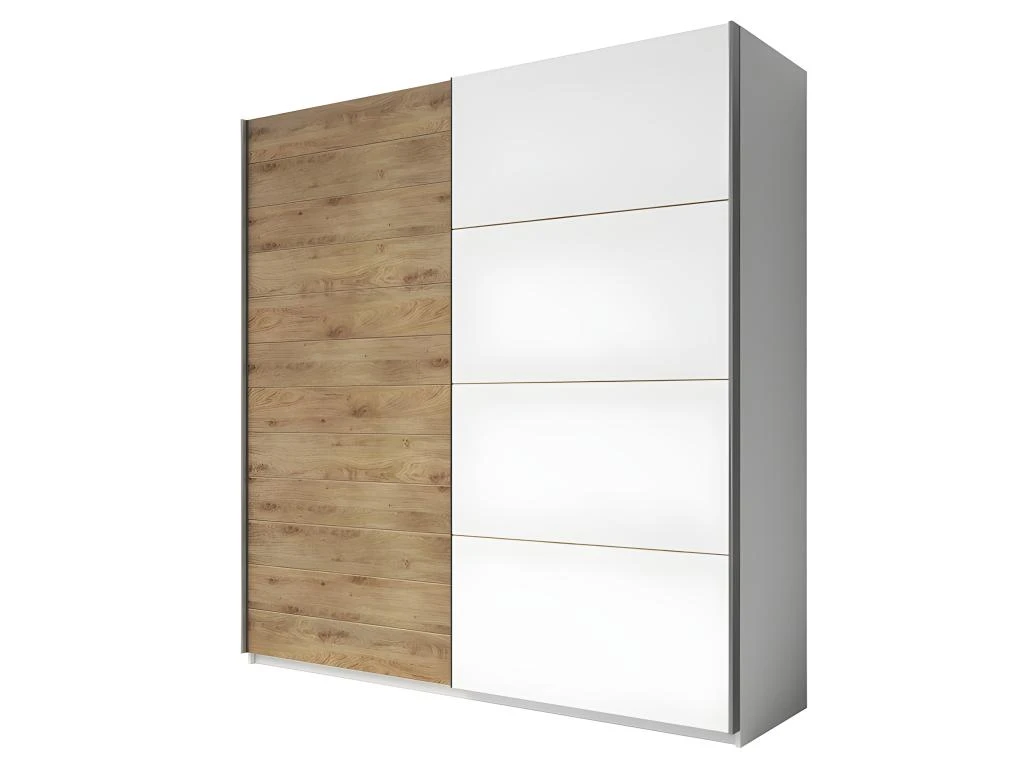 Armoire 2 Portes Coulissantes 200cm Couleur Chêne Et Blanc. Collection FLOYD 1 Armoire 2 Portes Coulissantes 200cm Couleur Chêne Et Blanc. Collection FLOYD