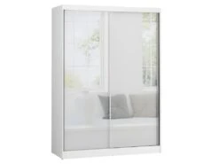 Armoire Blanche 150cm Avec Miroirs, Portes Coulissantes Et Pack étagÚres. Collection BRISBANE.