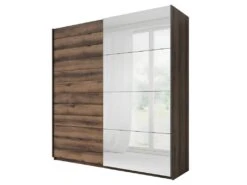 Armoire Design 2 Portes 200cm Couleur ChĂȘne FoncĂ©. Collection EOS