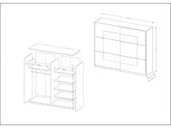 Armoire Design 2 Portes Avec Miroirs 220cm Couleur Chêne Clair. Collection EOS -Fren Soldes Boutique armoire et dressing 9575265