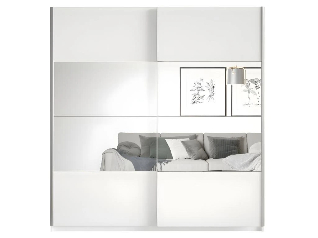 Armoire Design 180cm. 2 Portes Avec Miroirs Modulables. Couleur Blanc Mat. Collection EOS 1 Armoire Design 180cm. 2 Portes Avec Miroirs Modulables. Couleur Blanc Mat. Collection EOS