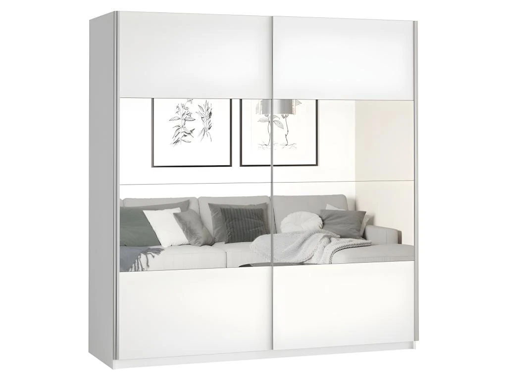 Armoire Design 180cm. 2 Portes Avec Miroirs Modulables. Couleur Blanc Mat. Collection EOS 4 Armoire Design 180cm. 2 Portes Avec Miroirs Modulables. Couleur Blanc Mat. Collection EOS – Image 4