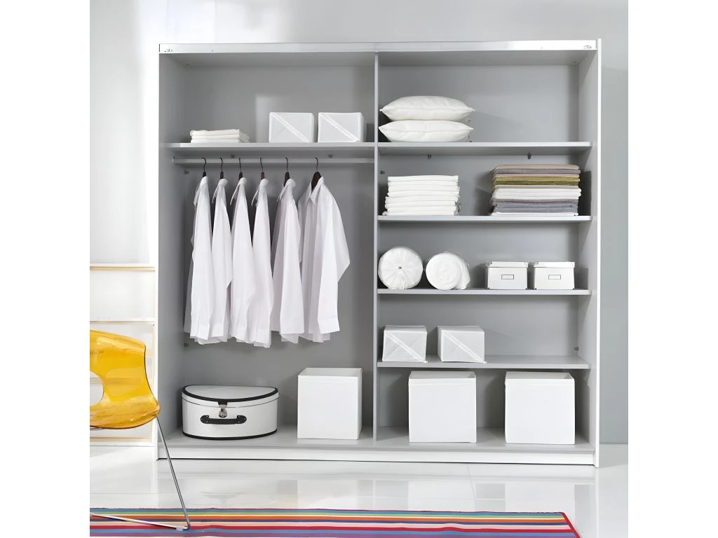 Armoire Design 180cm. 2 Portes Avec Miroirs Modulables. Couleur Blanc Mat. Collection EOS 5 Armoire Design 180cm. 2 Portes Avec Miroirs Modulables. Couleur Blanc Mat. Collection EOS – Image 5