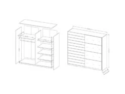 Armoire 2 Portes Coulissantes 200cm Coloris Blanc Avec Miroir. Collection FLOYD -Fren Soldes Boutique armoire et dressing 9575645