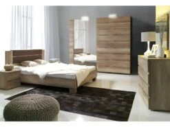 Armoire, Garde Robe ROMI Deux Portes Coulissantes 200 Cm, Coloris Dab Canyon. Meuble Design -Fren Soldes Boutique armoire et dressing 9575937