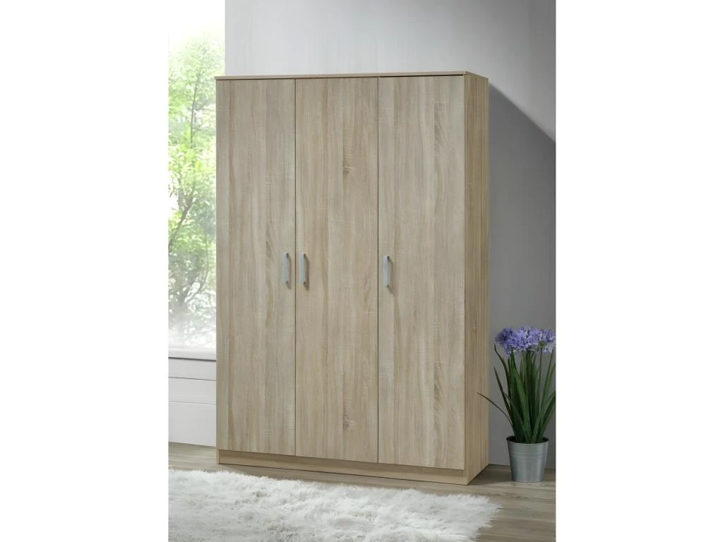 Armoire/Garde Robe BARTIN, 3 Portes, Contemporaine Chêne Sonoma Et Poignées Grises. 2 Armoire/Garde Robe BARTIN, 3 Portes, Contemporaine Chêne Sonoma Et Poignées Grises. – Image 2