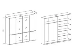 Armoire Design 4 Portes Et 2 Miroirs Couleur Grise Finitions Glossy - LUCIA -Fren Soldes Boutique armoire et dressing 9576101