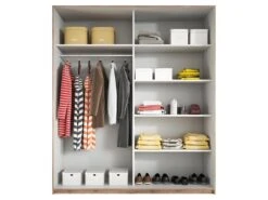 Armoire Design 2 Portes 180cm Couleur Chêne Clair Et Blanc. Collection EOS 7 Armoire Design 2 Portes 180cm Couleur Chêne Clair Et Blanc. Collection EOS -Fren Soldes Boutique armoire et dressing 9576107