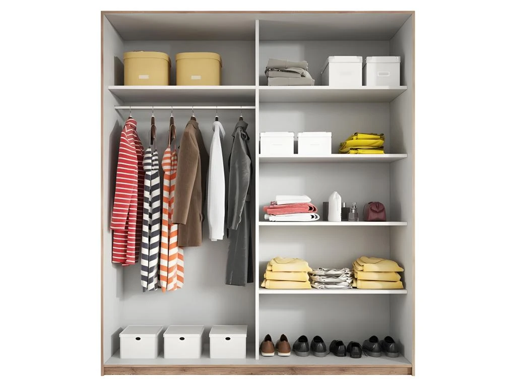 Armoire Design 2 Portes 180cm Couleur Chêne Clair Et Blanc. Collection EOS 3 Armoire Design 2 Portes 180cm Couleur Chêne Clair Et Blanc. Collection EOS – Image 3