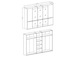 Armoire Design 5 Portes Et 3 Miroirs Couleur Grise Finitions Glossy - LUCIA -Fren Soldes Boutique armoire et dressing 9576257