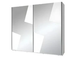 Armoire De La Collection FULMO, 2 Portes Coulissantes, 2 Mètres, Coloris Blanc Et Finitions Gris Béton.