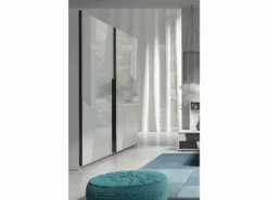 Armoire De La Collection FULMO, 2 Portes Coulissantes, 2 Mètres, Coloris Blanc Et Finitions Gris Béton. -Fren Soldes Boutique armoire et dressing 9576303