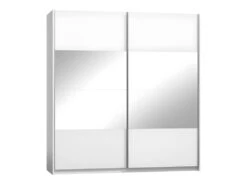 Armoire Design Deux Portes Coulissantes VERONA. Miroirs Inclus. Coloris Blanc Alpins, Finitions Brillants