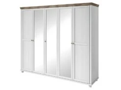 Armoire 250x220 Avec 5 Portes. Coloris Blanc Et Chêne. Collection ASSIA -Fren Soldes Boutique armoire et dressing 9576523