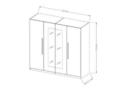 Armoire 4 Portes Avec Miroirs Couleur Chêne Et Blanc - IRINA -Fren Soldes Boutique armoire et dressing 9576633