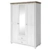 Armoire 150x220 Avec 3 Portes Et 2 Tiroirs. Coloris Blanc Et Chêne. Collection ASSIA