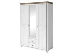 Armoire 150x220 Avec 3 Portes Et 2 Tiroirs. Coloris Blanc Et ChĂȘne. Collection ASSIA