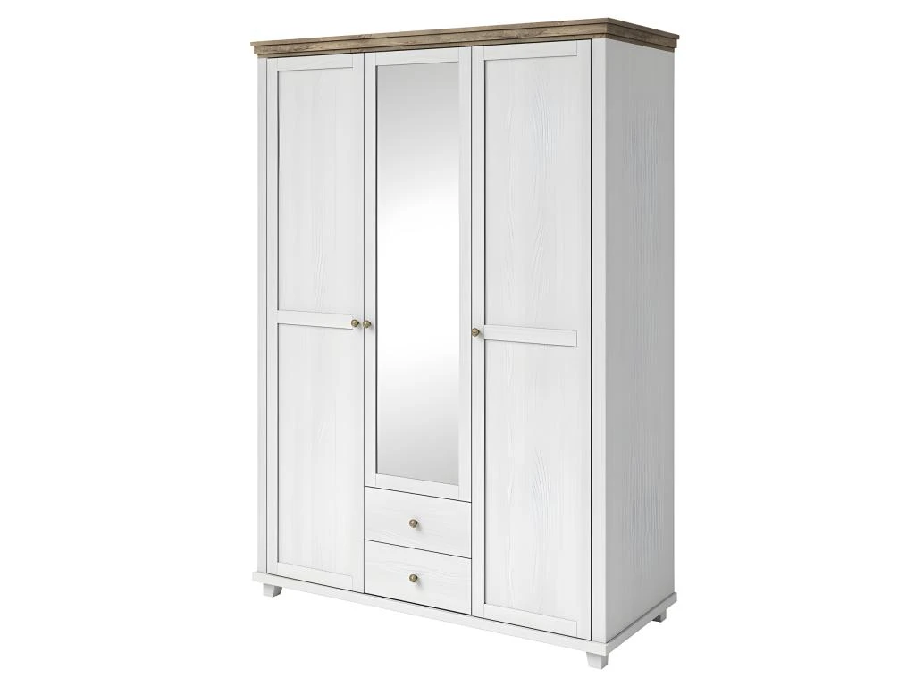Armoire 150x220 Avec 3 Portes Et 2 Tiroirs. Coloris Blanc Et Chêne. Collection ASSIA 1 Armoire 150x220 Avec 3 Portes Et 2 Tiroirs. Coloris Blanc Et Chêne. Collection ASSIA