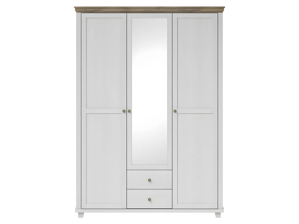 Armoire 150x220 Avec 3 Portes Et 2 Tiroirs. Coloris Blanc Et Chêne. Collection ASSIA 3 Armoire 150x220 Avec 3 Portes Et 2 Tiroirs. Coloris Blanc Et Chêne. Collection ASSIA – Image 3