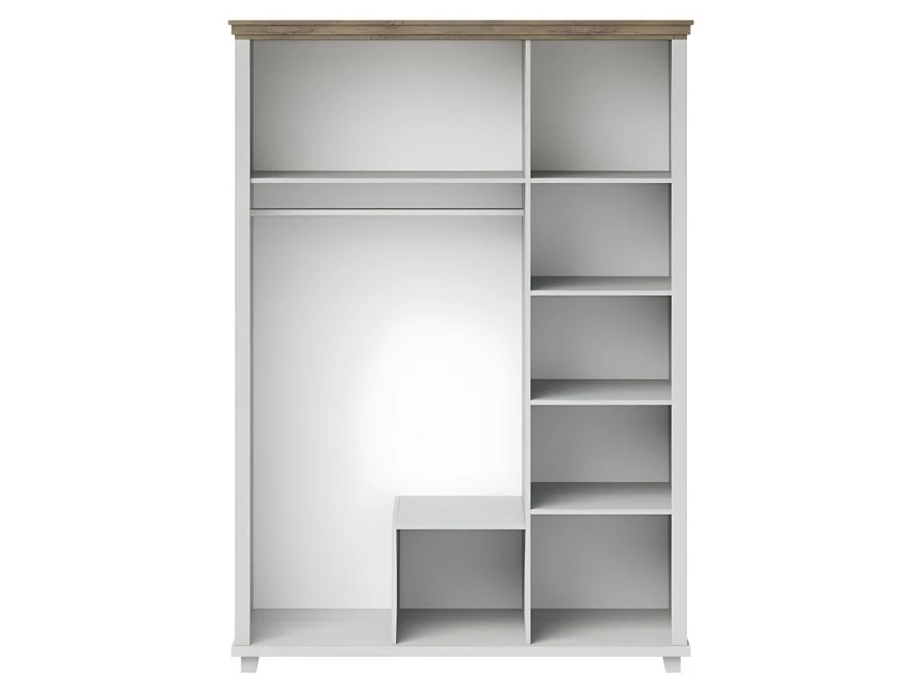 Armoire 150x220 Avec 3 Portes Et 2 Tiroirs. Coloris Blanc Et Chêne. Collection ASSIA 5 Armoire 150x220 Avec 3 Portes Et 2 Tiroirs. Coloris Blanc Et Chêne. Collection ASSIA – Image 5