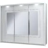 Armoire Trois Portes Coulissantes PANAREA. Miroirs Inclus. Eclairage LED Intégré. Finition Chrome. Mobilier Design