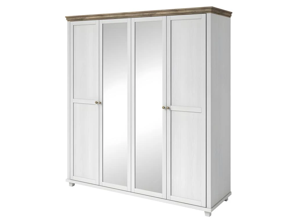 Armoire 200x220 Avec 4 Portes. Coloris Blanc Et Chêne. Collection ASSIA 4 Armoire 200x220 Avec 4 Portes. Coloris Blanc Et Chêne. Collection ASSIA – Image 4