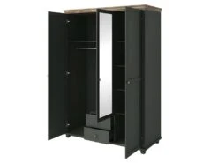 Armoire 150x220 Avec 3 Portes Et 2 Tiroirs. Coloris Vert Kaki Et Chêne. Collection ASSIA -Fren Soldes Boutique armoire et dressing 9576903