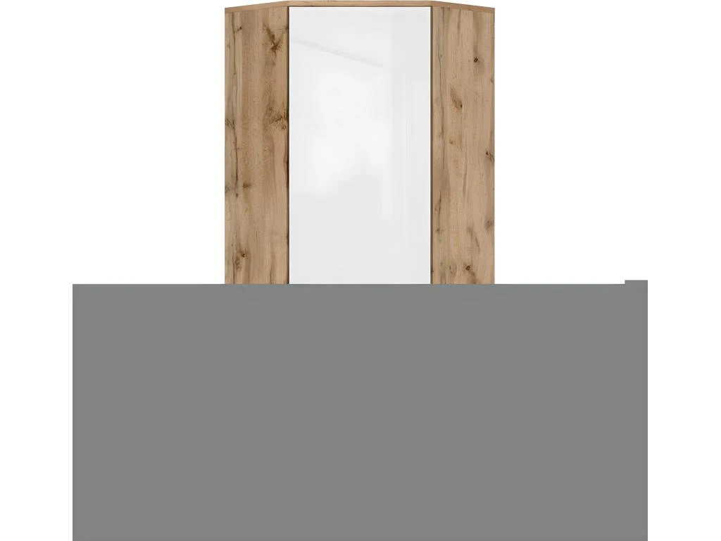 Armoire D'angle 1 Porte June Blanc Et Bois 1 Armoire D'angle 1 Porte June Blanc Et Bois