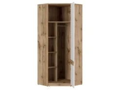 Armoire D'angle 1 Porte June Blanc Et Bois 5 Armoire D'angle 1 Porte June Blanc Et Bois -Fren Soldes Boutique armoire et dressing 9577031