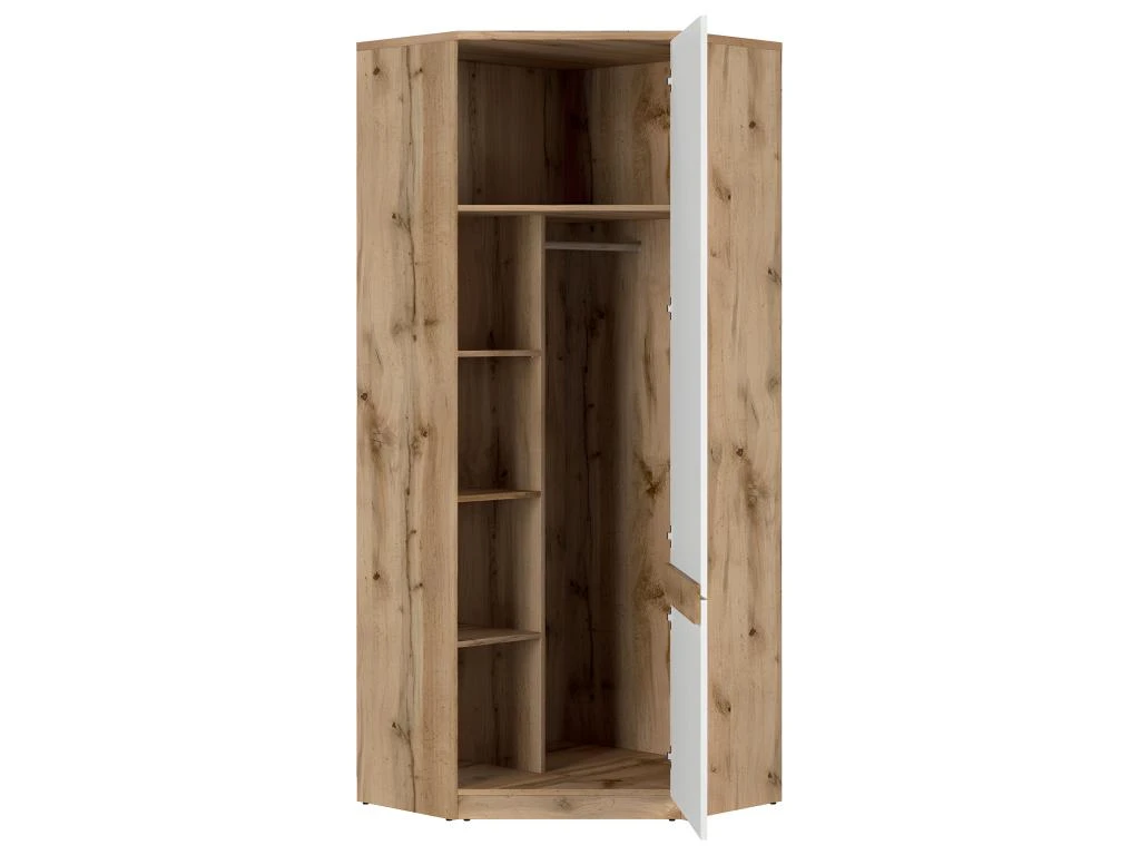 Armoire D'angle 1 Porte June Blanc Et Bois 3 Armoire D'angle 1 Porte June Blanc Et Bois – Image 3