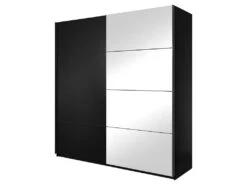 Armoire Design 180cm. 2 Portes Avec Miroirs Modulables. Couleur Noir Mat. Collection EOS