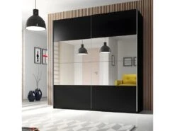 Armoire Design 180cm. 2 Portes Avec Miroirs Modulables. Couleur Noir Mat. Collection EOS 7 Armoire Design 180cm. 2 Portes Avec Miroirs Modulables. Couleur Noir Mat. Collection EOS -Fren Soldes Boutique armoire et dressing 9577247