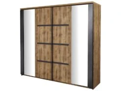 CANDAS - Armoire 2 Portes Coulissantes 217cm Effet Bois