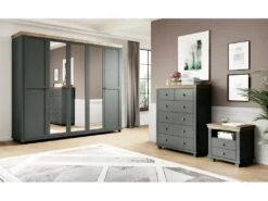 Armoire 250x220 Avec 5 Portes. Coloris Vert Kaki Et Chêne. Collection ASSIA -Fren Soldes Boutique armoire et dressing 9577537