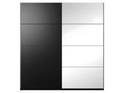 Armoire Design 2 MĂštres. 2 Portes Avec Miroirs Modulables. Couleur Noir Mat. Collection EOS