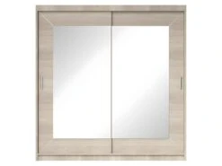 Armoire 200cm Avec Miroirs Et Portes Coulissantes. Collection ROMEO. Effet Chêne
