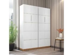 Armoire 2 Portes Blanche Haut. 180 Cm 10 Niches 9 Armoire 2 Portes Blanche Haut. 180 Cm 10 Niches -Fren Soldes Boutique armoire et dressing 9578093