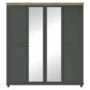 Armoire 200x220 Avec 4 Portes. Coloris Vert Kaki Et Chêne. Collection ASSIA