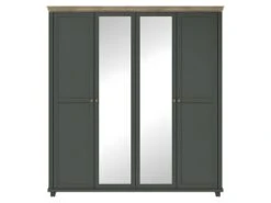 Armoire 200x220 Avec 4 Portes. Coloris Vert Kaki Et ChĂȘne. Collection ASSIA