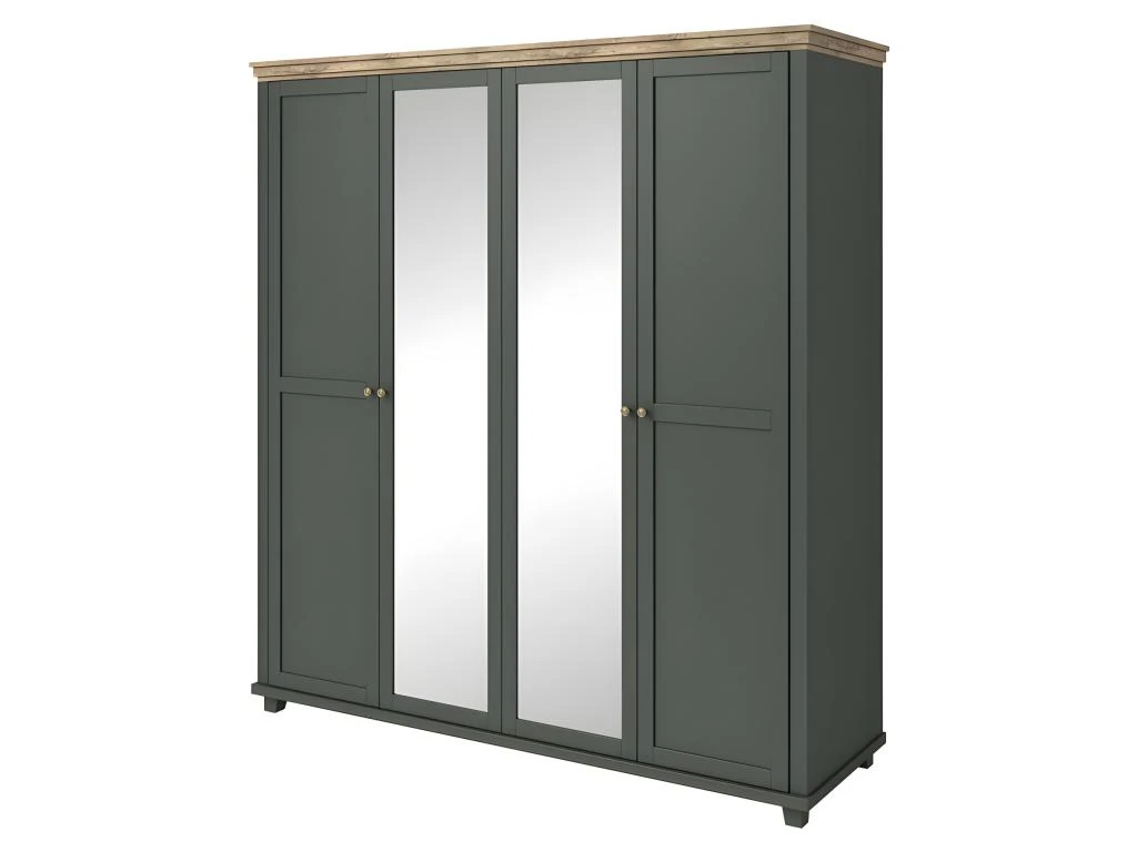 Armoire 200x220 Avec 4 Portes. Coloris Vert Kaki Et Chêne. Collection ASSIA 3 Armoire 200x220 Avec 4 Portes. Coloris Vert Kaki Et Chêne. Collection ASSIA – Image 3
