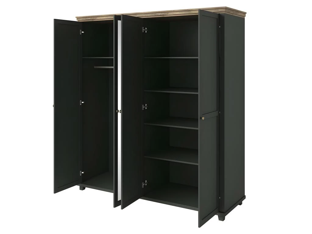 Armoire 200x220 Avec 4 Portes. Coloris Vert Kaki Et Chêne. Collection ASSIA 5 Armoire 200x220 Avec 4 Portes. Coloris Vert Kaki Et Chêne. Collection ASSIA – Image 5