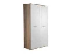 Armoire Chambre D'enfant Design Coloris ChĂȘne Et Blanc Avec 2 Portes Battantes Collection DENVER.
