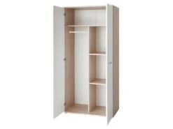 Armoire Chambre D'enfant Design Coloris Chêne Et Blanc Avec 2 Portes Battantes Collection DENVER. -Fren Soldes Boutique armoire et dressing 9578221