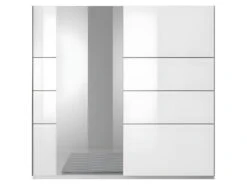 Armoire Design 2 Portes 180 Cm Avec Miroir. Couleur Blanc Brillant. Collection EOS