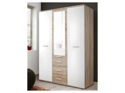 Armoire Chambre D'enfant Design Coloris Chêne Et Blanc Avec 3 Portes Battantes Et 3 Tiroirs Collection DENVER. -Fren Soldes Boutique armoire et dressing 9578281