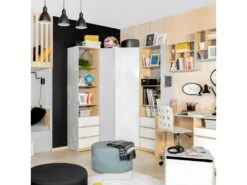 Armoire D'angle 2 Portes Pop Gris Et Blanc -Fren Soldes Boutique armoire et dressing 9578489